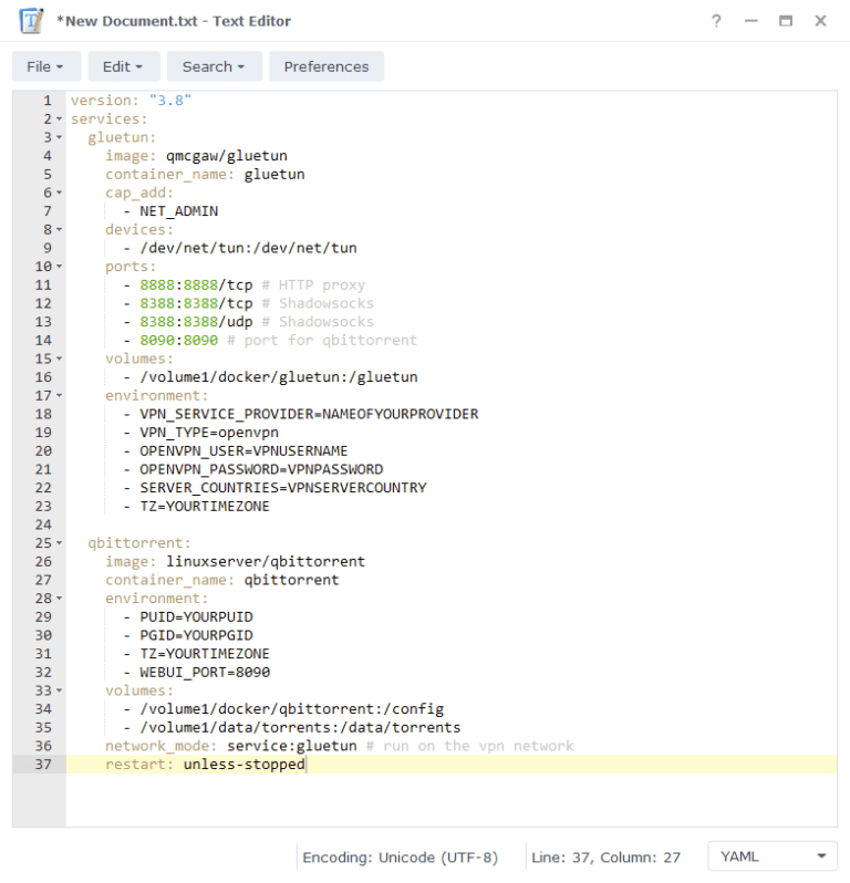 qBittorrent with GlueTUN VPN in Docker on a Synology NAS